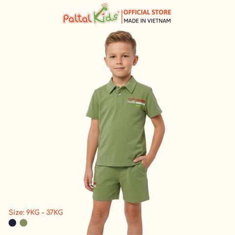 Set Áo Cổ Polo Hình In Logo Mix Quần Đùi Form Rộng Bé Trai Cao Cấp - 025 2175