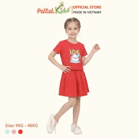 Set Áo Croptop Mix Chân Váy Xếp Ly Cotton Mỹ Bé Gái Cao Cấp - 022 9204