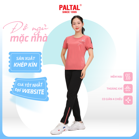 Set đồ bộ nữ kiểu quần dài tay ngắn Thể Thao Cổ Tim chất nhung lạnh 153p 6009