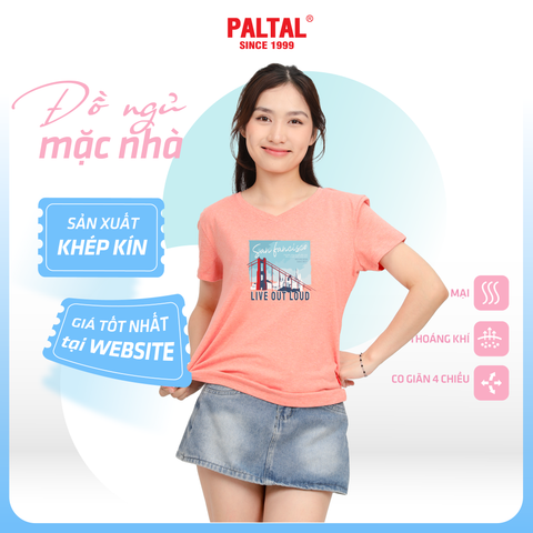 Áo thun nữ form suông cổ tim chất cotton siêu mát 190p 0326