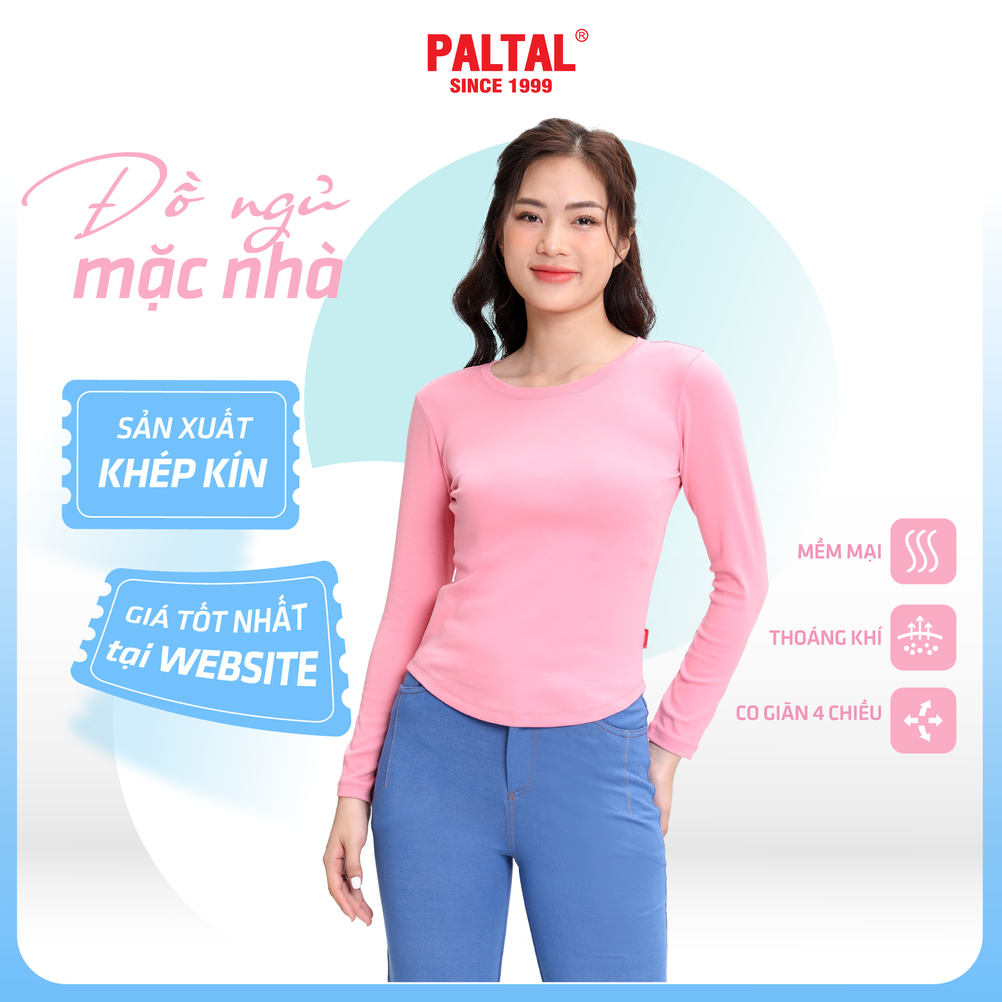 Áo thun nữ tay dài form suông cổ tròn chất rib chất cotton siêu mát 220p 0272