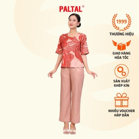 Set đồ bộ nữ kiểu quần dài tay ngắn chất lụa nhung 263p 6066