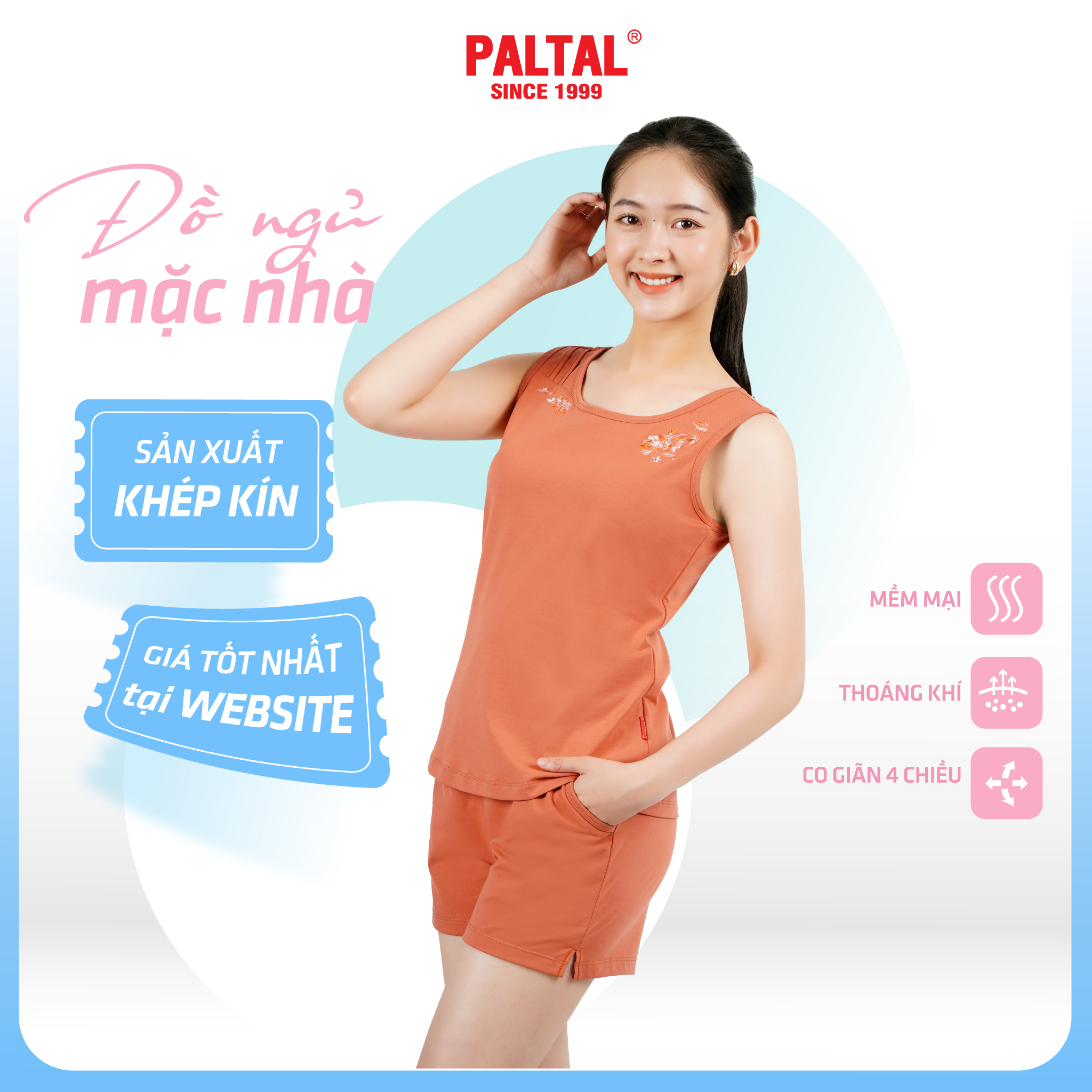 Set đồ bộ nữ kiểu quần đùi không tay cotton cvc mát 195p 5080