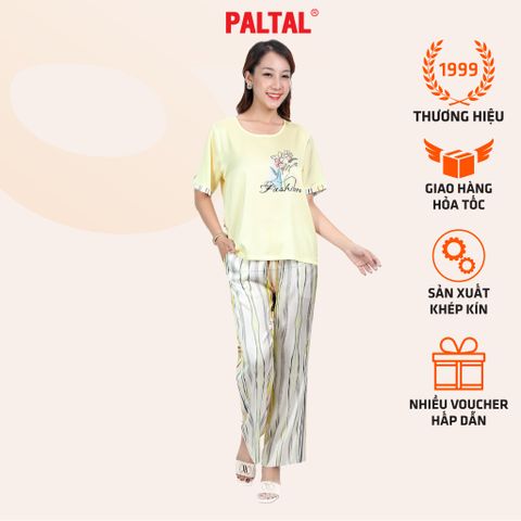 Set đồ bộ nữ kiểu quần dài tay ngắn chất lụa nhung 263p 3348