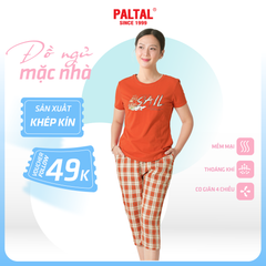 Set đồ bộ nữ kiểu quần lửng chất caro áo tay ngắn chất cotton siêu mát 024p 4322