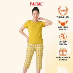 Set đồ bộ nữ kiểu quần lửng chất caro áo tay ngắn chất cotton siêu mát 024p 4325