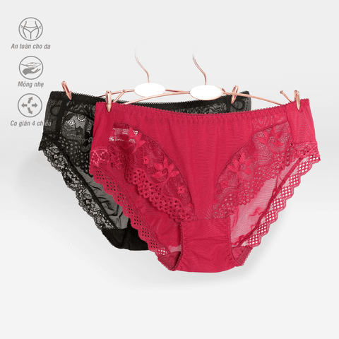 Combo 02 quần lót nữ chất voal lưới 077p 7419