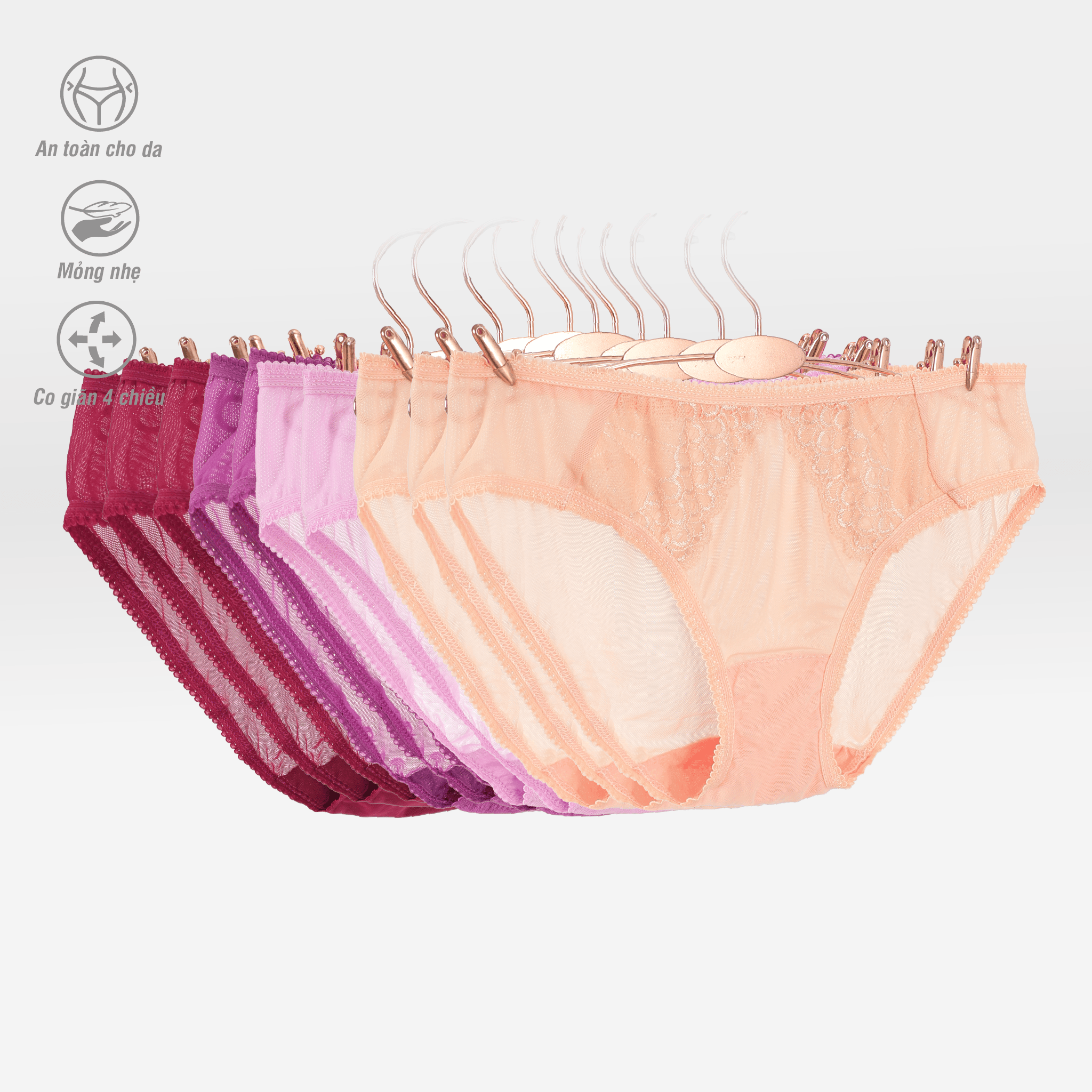 Combo 02-06-10 quần lót nữ voal lưới 077p 7475