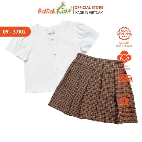 Set Áo Mix Chân Váy Caro Cotton Cao Cấp - 022 9206