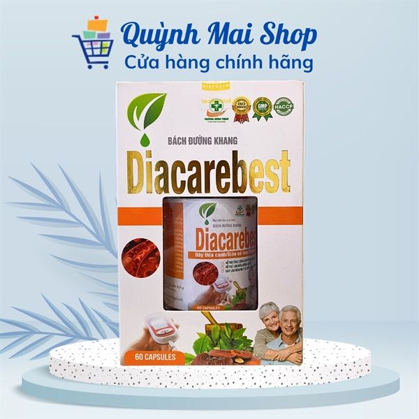  Viên uống Bách đường khang Diacarebest dây thìa canh, giảo cổ lam, mướp đắng hỗ trợ chuyển hóa chất béo, làm giảm đường huyết, giúp giảm nguy cơ biến chứng do tiểu đường - Hộp 60 viên 
