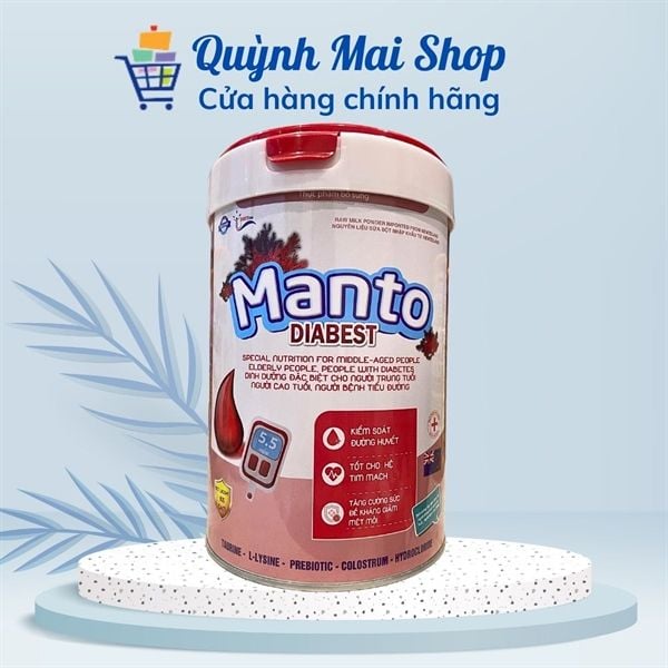  Sữa Manto Diabest dinh dưỡng đặc biệt cho người trung tuổi cao tuổi, người bệnh tiểu đường, giúp kiểm soát đường huyết, tốt cho hệ tim mạch, tăng cường sức đề kháng giảm mệt mỏi - Hộp 900g 