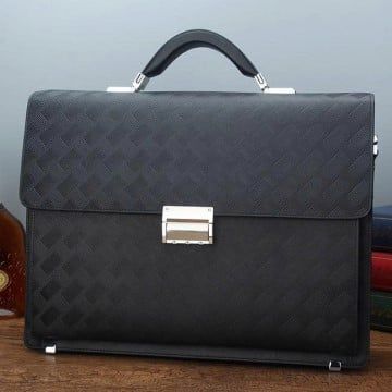 Cặp da nam khóa số da bò vân nan 9889