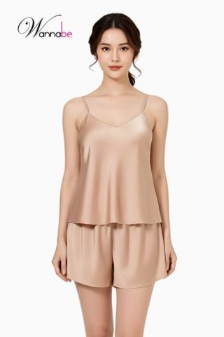 Đồ bộ mặc nhà WANNABE BS612 đồ bộ quần sọt áo 2 dây kiểu basic đơn giản thoải mái chăm sóc giấc ngủ