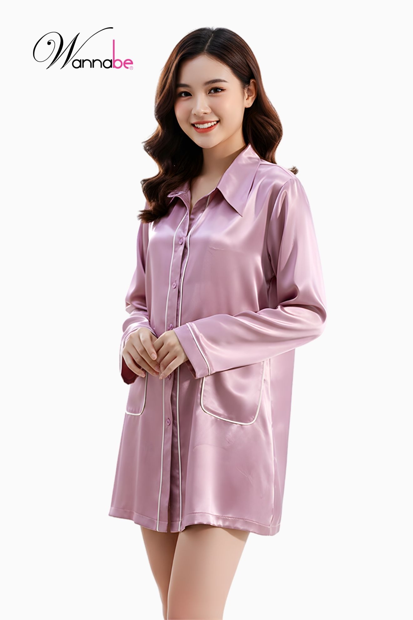 dam ngu so mi lua cao cap wannabe dns44 vay ngu kieu dang pijama rong rai thoai mai tay dai vien gan noi co tui tien loi