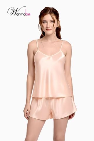 Đồ bộ mặc nhà WANNABE BS612 đồ bộ quần sọt áo 2 dây kiểu basic đơn giản thoải mái chăm sóc giấc ngủ