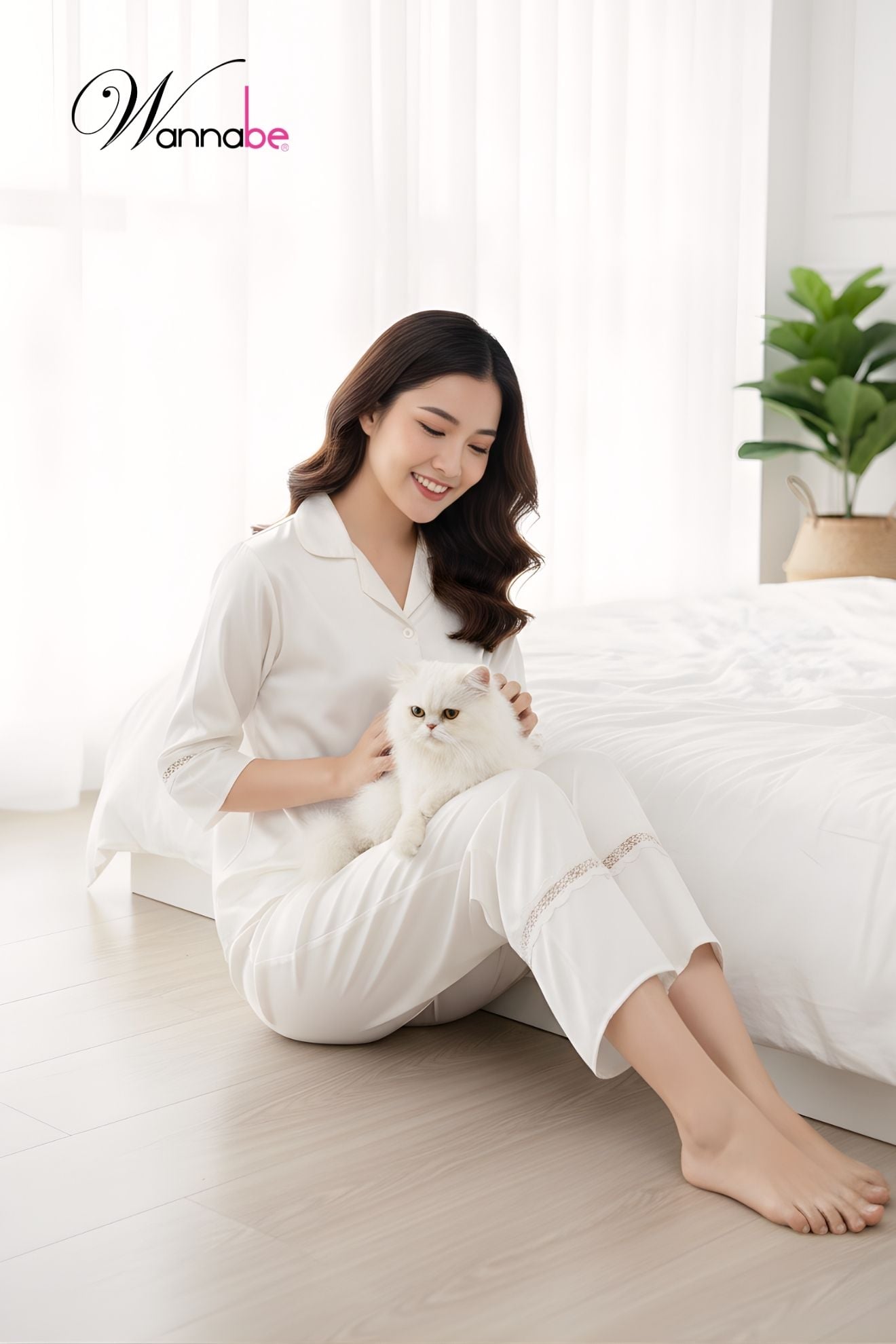 do bo mac nha pijama nu wannabe bds12 do bo quan dai tay dai phoi ren nho o lai sang trong