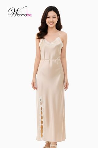 Đầm ngủ WANNABE DNS58 váy ngủ lụa mịn mềm mát dáng dài sang trọng tôn vinh đôi chân dài bất tận