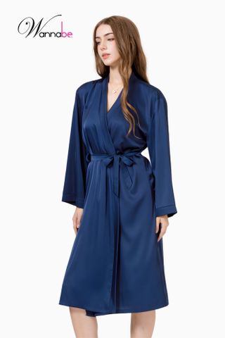 Áo choàng ngủ lụa dài dạng kimono WANNABE freesize – bridal robe cô dâu, áo choàng phù dâu KI
