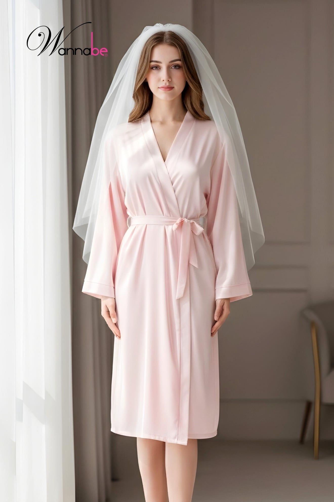  Áo choàng ngủ lụa dài dạng kimono WANNABE freesize – bridal robe cô dâu, áo choàng phù dâu KI 