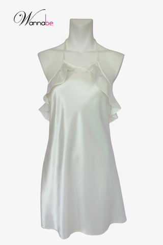 Đầm ngủ phi lụa cao cấp Wannabe DNS22 cổ yếm cut-out lưng nữ tính quyến rũ [wannabe.vn]