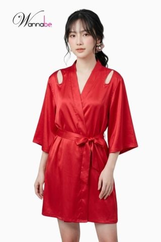 Áo choàng ngủ WANNABE KIS61 áo khoác ngủ dạng kimono khoét hình giọt nước ở vai lưng bắt mắt xinh xắn nữ tính