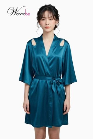 Áo choàng ngủ WANNABE KIS61 áo khoác ngủ dạng kimono khoét hình giọt nước ở vai lưng bắt mắt xinh xắn nữ tính
