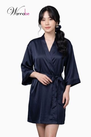 Áo choàng ngủ WANNABE KI010 áo khoác ngủ kimono dạng cơ bản trơn đơn giản dễ mặc sang trọng