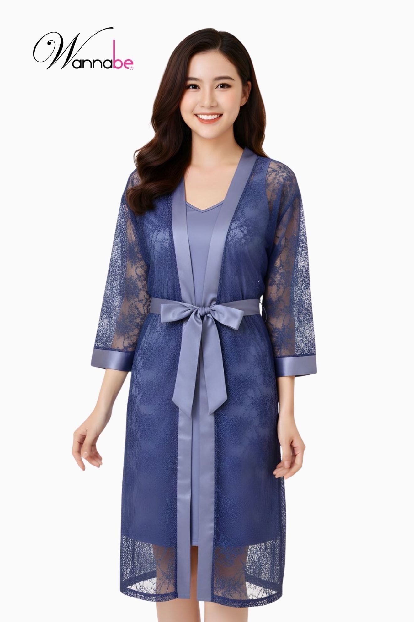  Áo choàng ngủ WANNABE KI625 áo khoát ren hoa trong suốt xuyên thấu khoe body chuẩn đẹp của bạn gái 