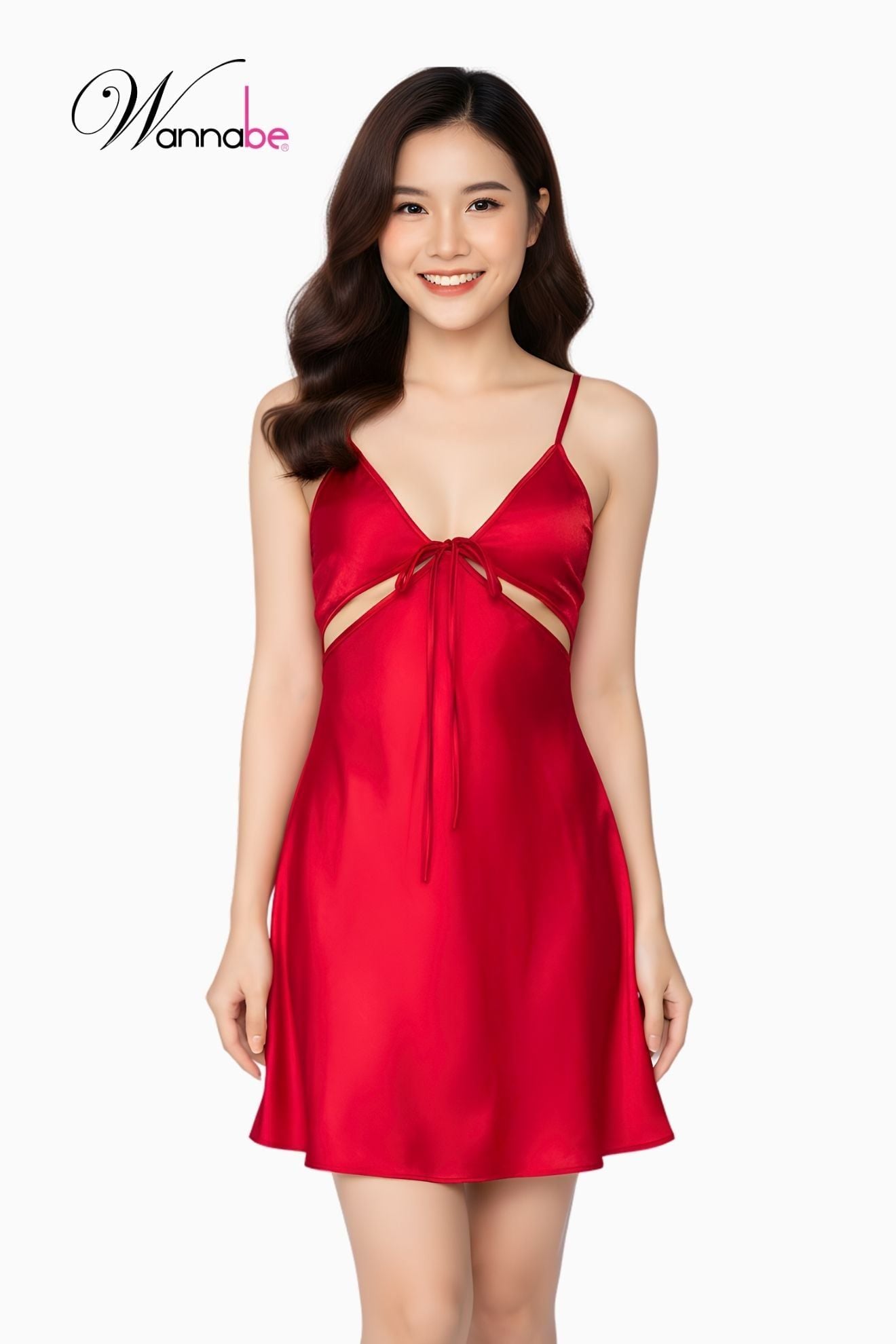 Váy ngủ lụa 2 dây WANNABE đầm ngủ cutout chân ngực gợi cảm, chạm nhẹ là mềm, mặc lên là mê DNL17 