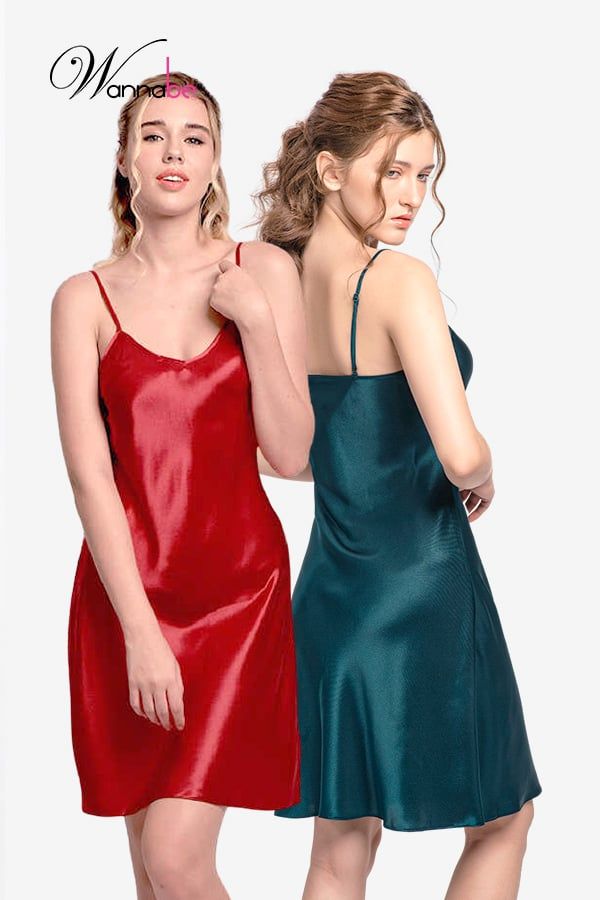  Combo DN612 2 đầm ngủ lụa WANNABE váy ngủ tối giản 2 dây êm dịu trẻ trung chăm sóc làn da giấc ngủ DN612 