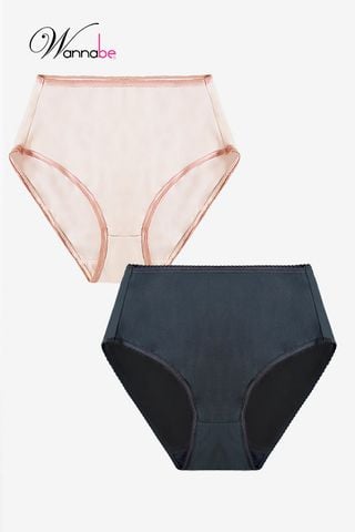 Combo 2 quần lót gen nữ cao cấp WANNABE lưng cao co giãn thon gọn vòng 2 mặc êm suốt ngày dài QLT12