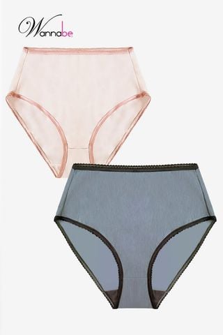 Combo 2 quần lót gen nữ cao cấp WANNABE lưng cao co giãn thon gọn vòng 2 mặc êm suốt ngày dài QLT12