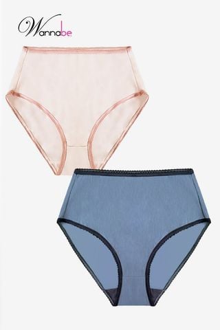 Combo 2 quần lót gen nữ cao cấp WANNABE lưng cao co giãn thon gọn vòng 2 mặc êm suốt ngày dài QLT12