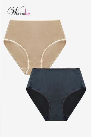 Combo 2 quần lót gen nữ cao cấp WANNABE lưng cao co giãn thon gọn vòng 2 mặc êm suốt ngày dài QLT12