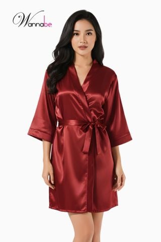 Áo choàng ngủ WANNABE KI010 áo khoác ngủ kimono dạng cơ bản trơn đơn giản dễ mặc sang trọng