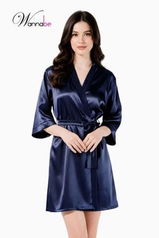 Áo choàng ngủ WANNABE KI010 áo khoác ngủ kimono dạng cơ bản trơn đơn giản dễ mặc sang trọng
