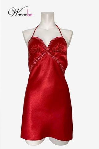 Đầm ngủ WANNABE DNS18 váy ngủ lụa cut out eo mông đan dây lưng xxx nóng bỏng, có thể tự do mở dây thật quyến rũ