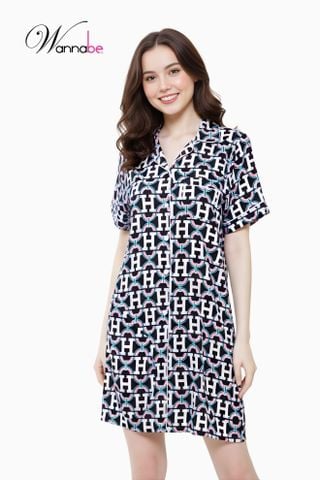 Đầm ngủ sơ mi cao cấp Wannabe DNC19 kiểu dáng pijamas form suông thoải mái nữ tính. Top 10 váy ngủ sang xịn mịn bán chạy nhất