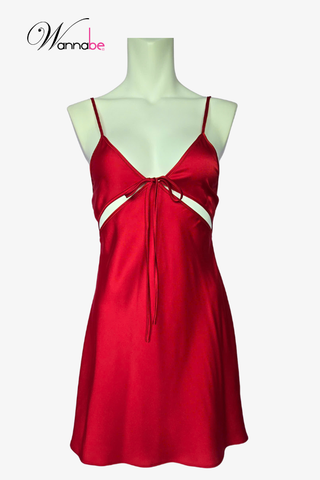 Váy ngủ lụa 2 dây WANNABE đầm ngủ cutout chân ngực gợi cảm, chạm nhẹ là mềm, mặc lên là mê DNL17
