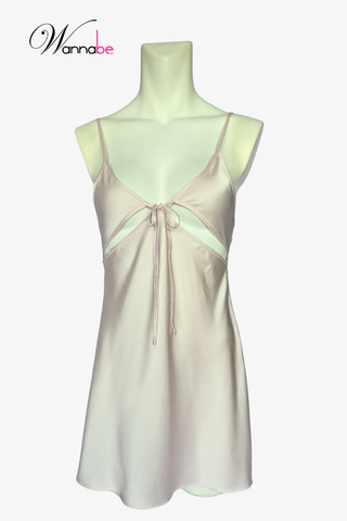 Váy ngủ lụa 2 dây WANNABE đầm ngủ cutout chân ngực gợi cảm, chạm nhẹ là mềm, mặc lên là mê DNL17