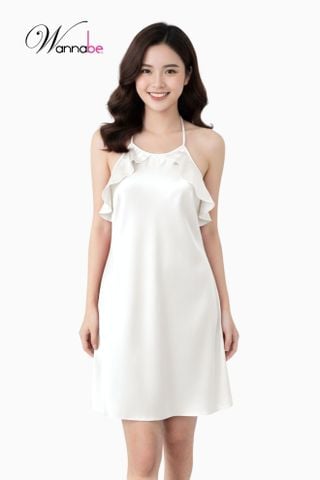 Đầm ngủ phi lụa cao cấp Wannabe DNS22 cổ yếm cut-out lưng nữ tính quyến rũ [wannabe.vn]