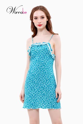Đầm ngủ WANNABE váy ngủ DNS94 áo ngủ 2 dây lụa mango mềm mịn in hoa nhỏ dễ cưng tôn lên vẻ trẻ trung xinh xắn đẹp gái
