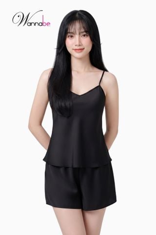 Đồ bộ mặc nhà WANNABE BS612 đồ bộ quần sọt áo 2 dây kiểu basic đơn giản thoải mái chăm sóc giấc ngủ