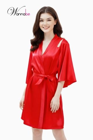 Áo choàng ngủ WANNABE KIS61 áo khoác ngủ dạng kimono khoét hình giọt nước ở vai lưng bắt mắt xinh xắn nữ tính