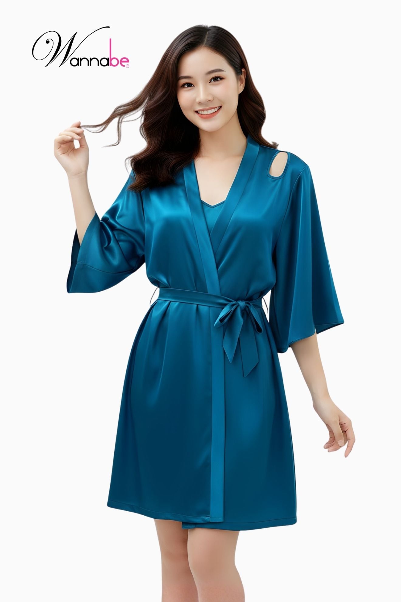 ao choang ngu wannabe kis61 ao khoac ngu dang kimono khoet hinh giot nuoc o vai lung bat mat xinh xan nu tinh