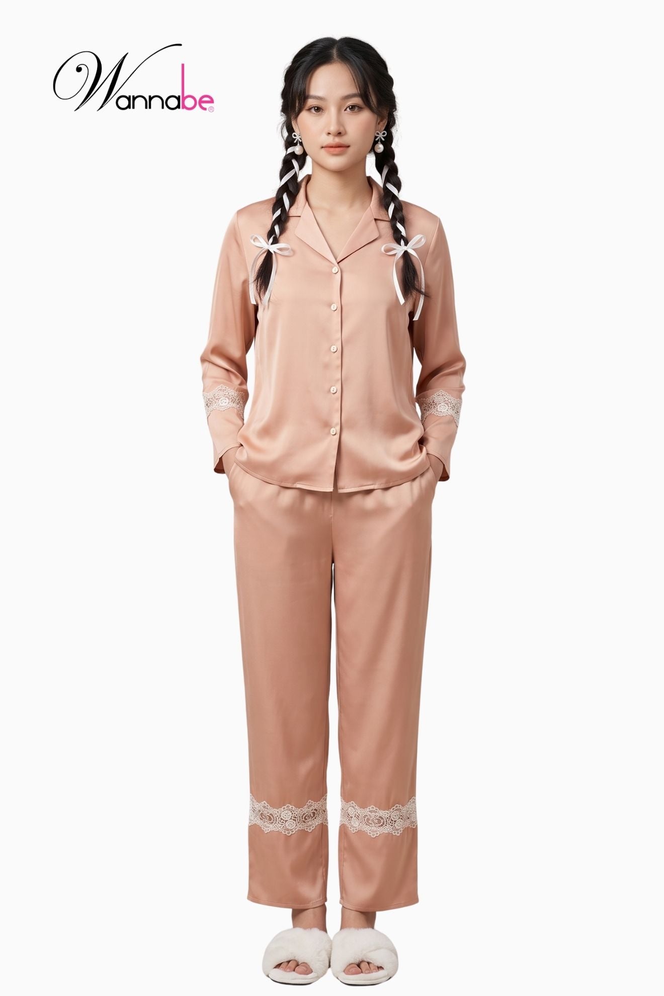 do bo mac nha pijama nu wannabe bds12 do bo quan dai tay dai phoi ren nho o lai sang trong