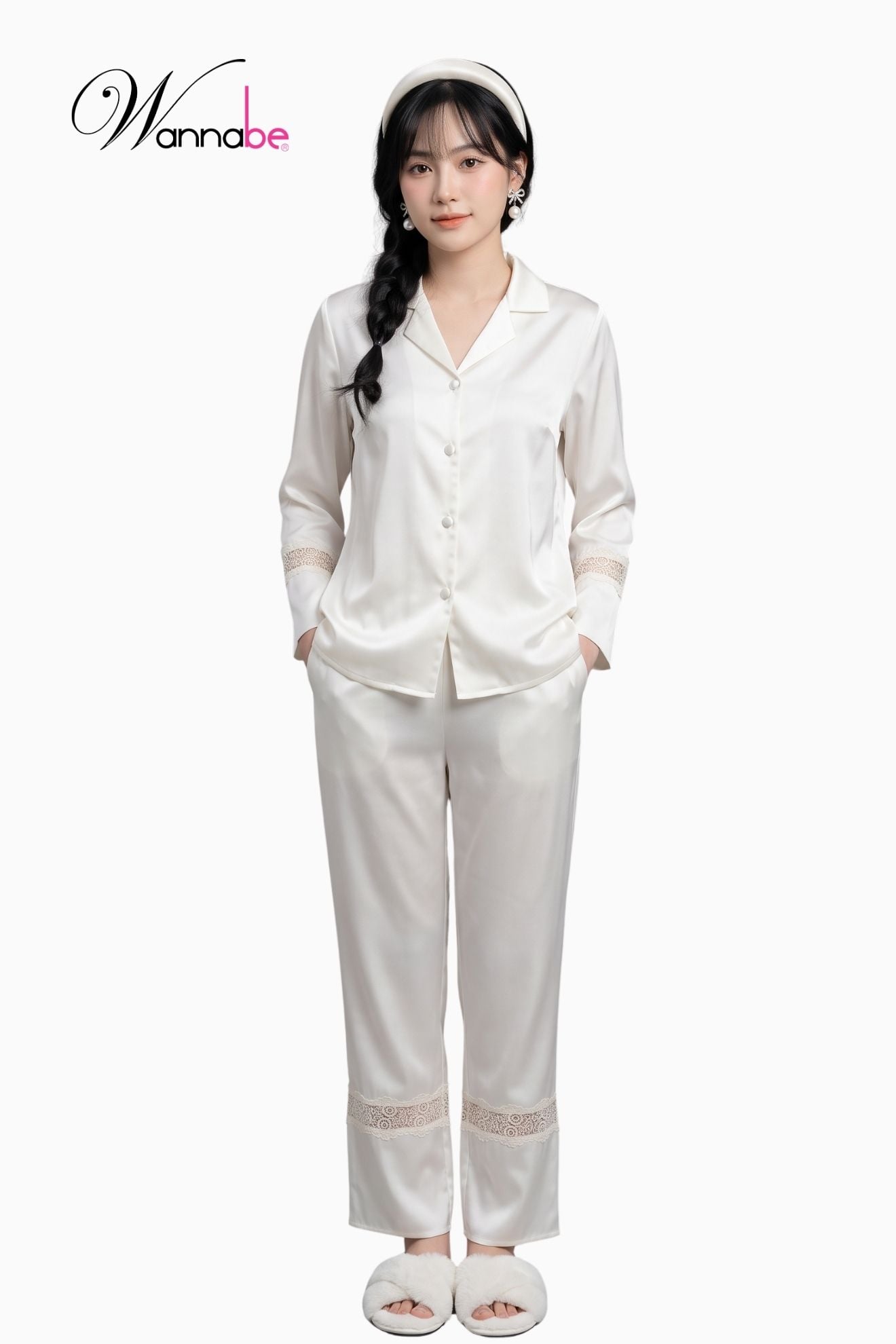 do bo mac nha pijama nu wannabe bds12 do bo quan dai tay dai phoi ren nho o lai sang trong