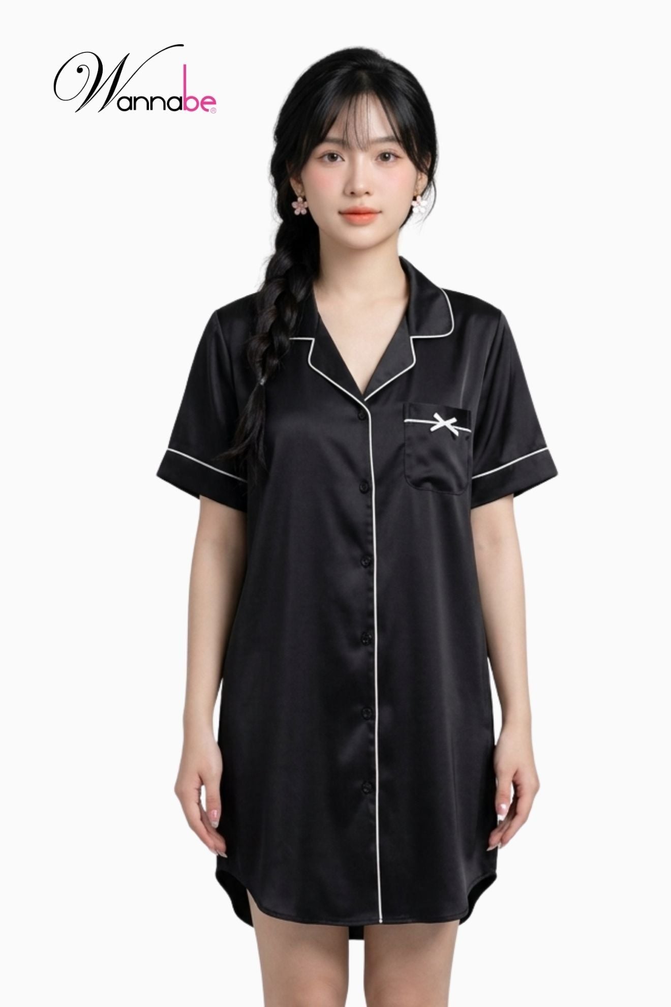  Đầm ngủ DN611 pyjama lụa WANNABE váy ngủ dáng suông lịch sự sang trọng thoải mái sống mãi thời gian 