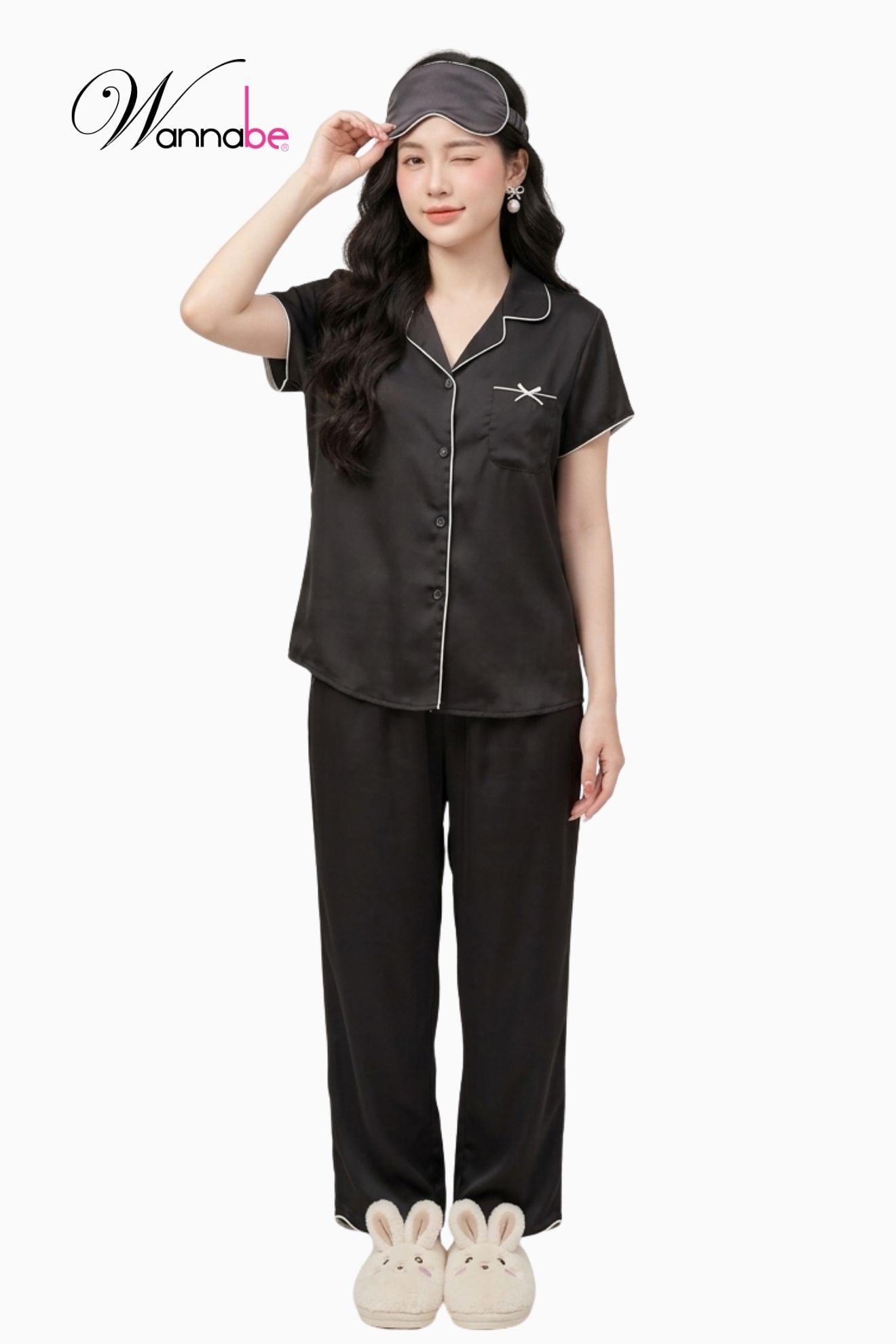 do bo mac nha wannabe bd30p pijama nu quan dai vien lai don gian tre trung