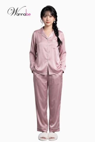 Đồ bộ mặc nhà Pijama cao cấp Wannabe, bộ dài BD35P tay dài, quần dài đơn giản, sang trọng [wannabe.com.vn]